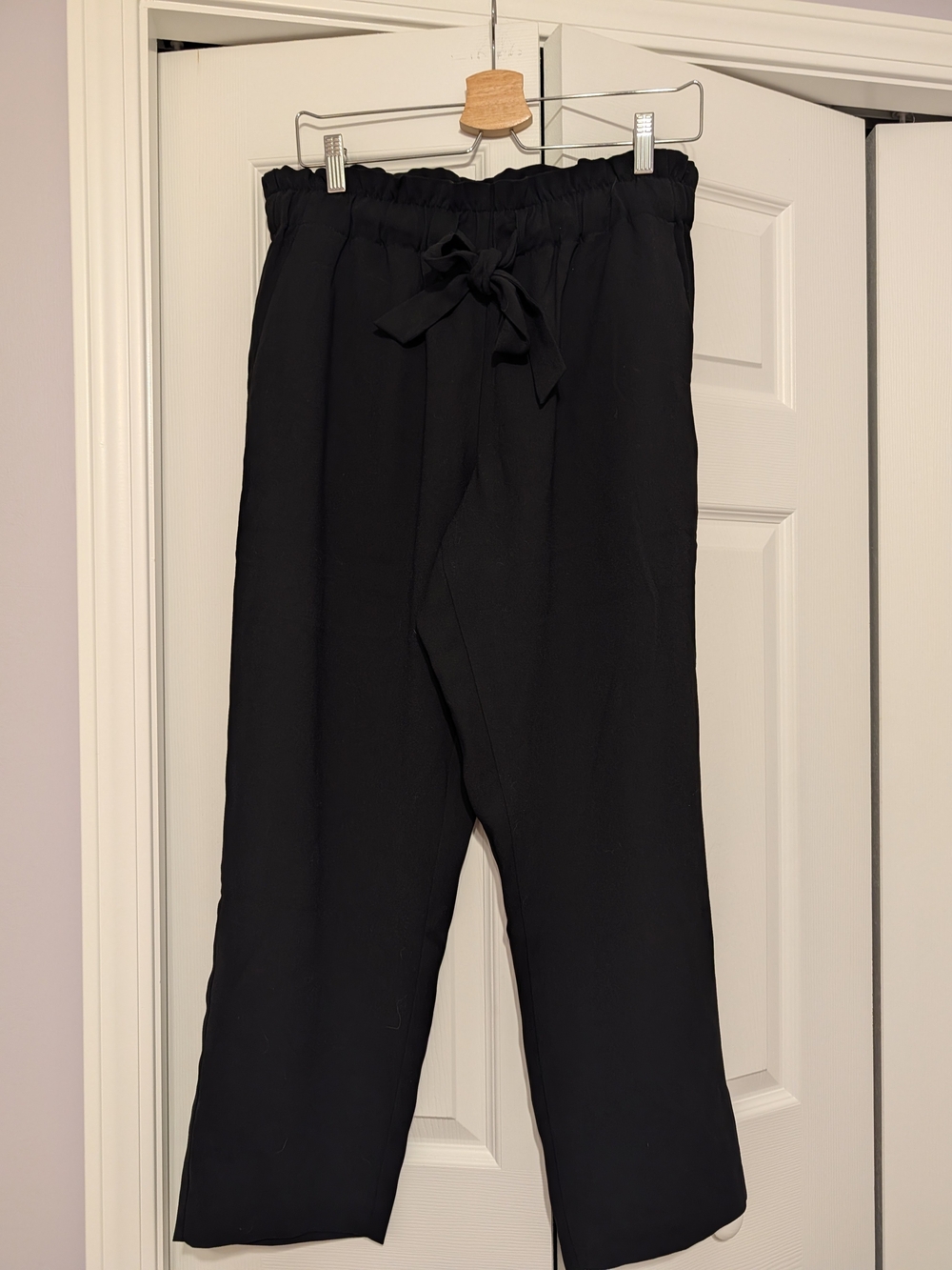 LOFT Black Paperbag Waist Tie Ankle Pants